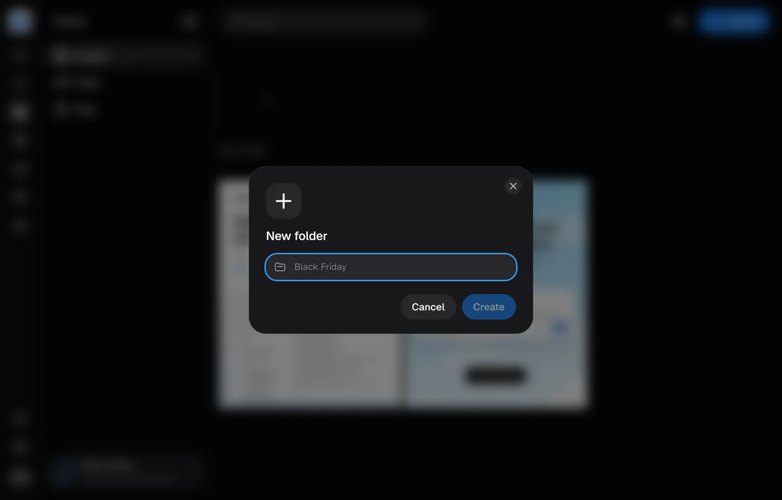 The New folder dialog in the Library.