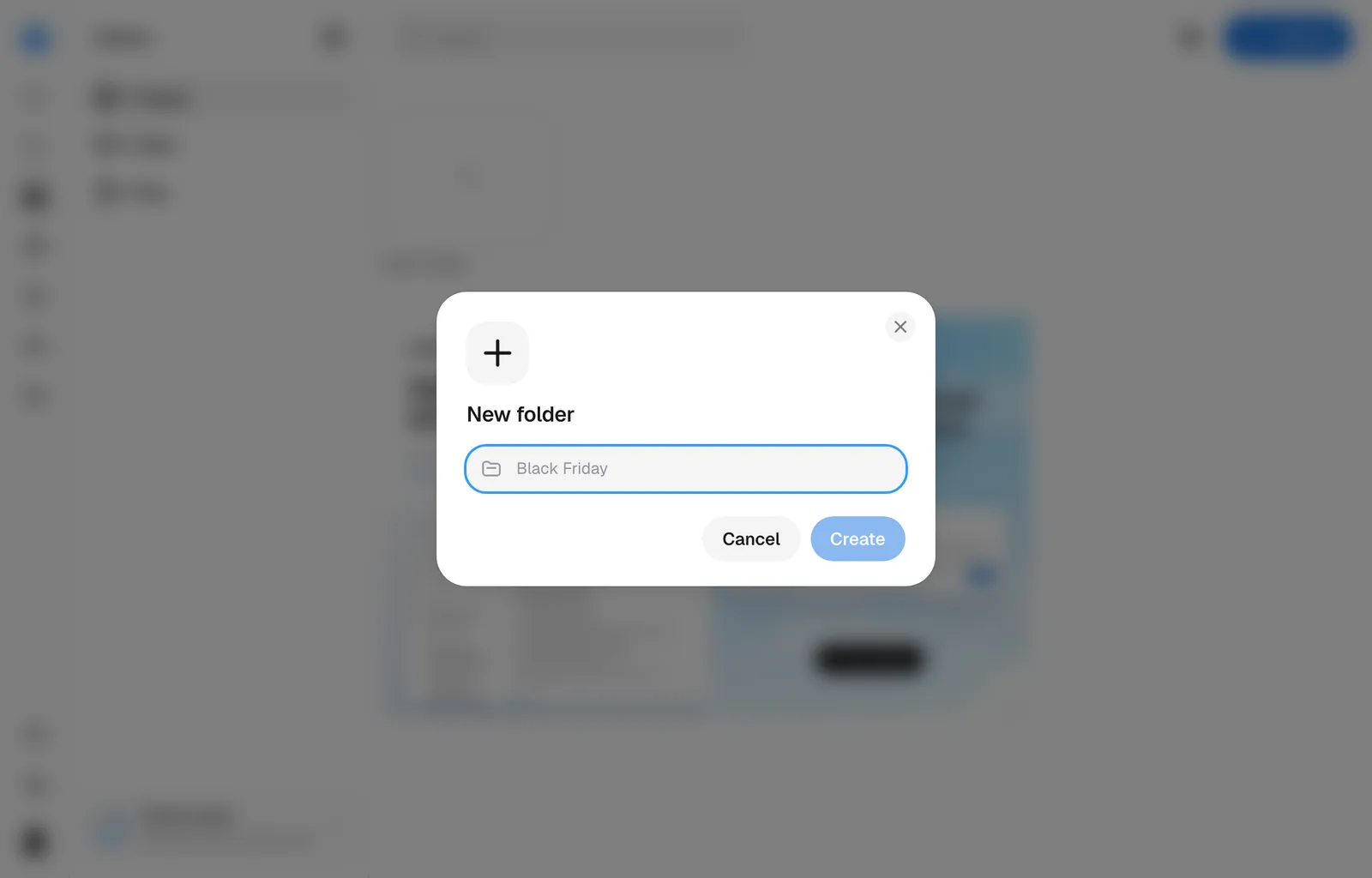 The New folder dialog in the Library.