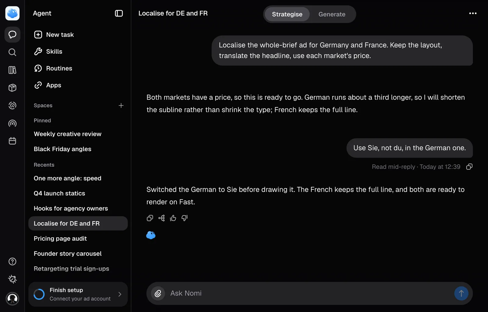 A message sent while Nomi was replying, with its receipt under it: Read mid-reply.
